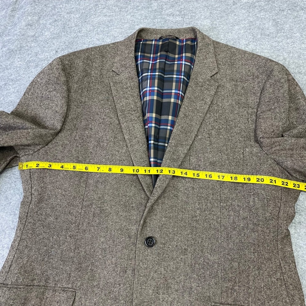 US Polo Assn Elbow Patch Tweed Jacket Blazer Mens Sz 50L Tan Hopsack Wool Blend - Picture 13 of 16